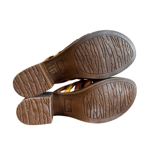 Sundance Casta Suns Yellow Multiple Straps Sandals Women 10.5 Block Heel Spain - Picture 7 of 11